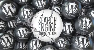 Une refonte site wordpress sans perdre son referencement : illustration d'une sphère SEO sur WordPress avec une vitre brisée symbolisant le désastre.