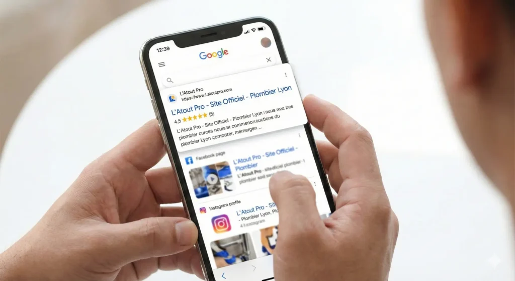 Ordinateur portable affichant un site vitrine moderne en superposition avec une architecte au travail, symbolisant la croissance digitale d'une PME.
