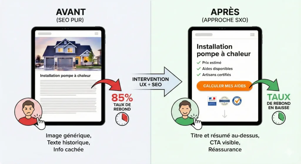 exemple SXO sur taux de rebond